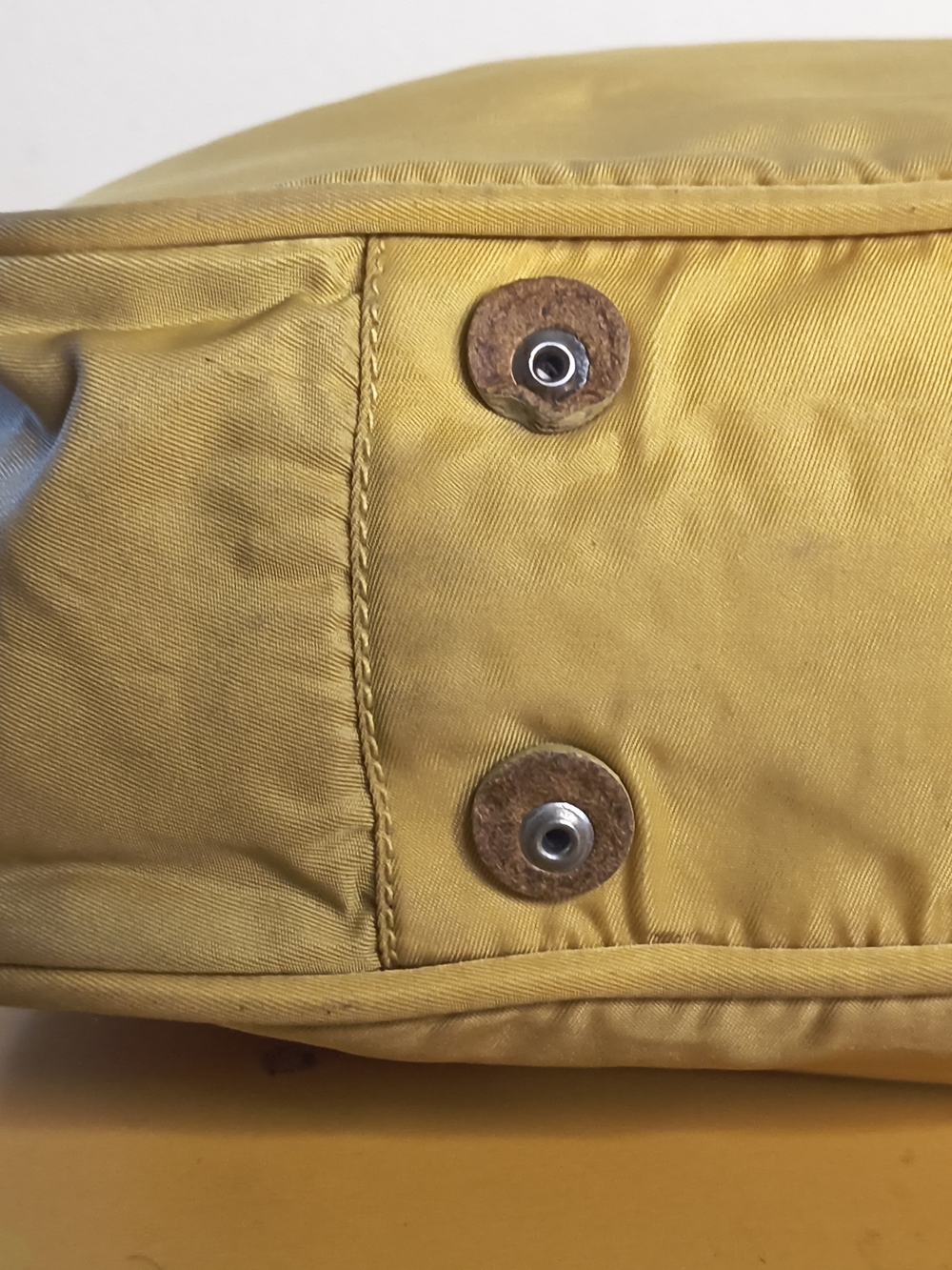 Authentic PRADA Tessuto Nylon Hobo Shoulder Bag In Rare Mustard Yellow Y2K Large - Picture 9 of 13